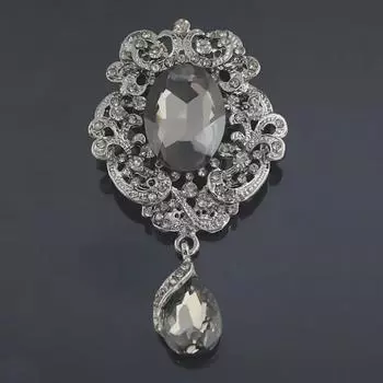 Брошь в европейско-американском ретро-стиле с черными драгоценными камнями и стразами