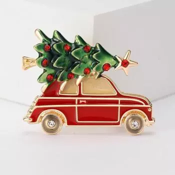 Брошь в форме автомобиля, блестящие стразы, инкрустированная эмалью, булавка, яркий цвет, одежда, шапка, шаль, значок красный