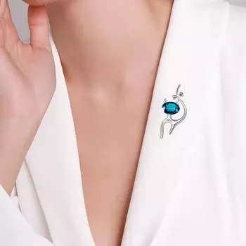 Брошь в форме блестящих стразов, инкрустированная женской булавкой на лацкане из искусственного шелка серебряный