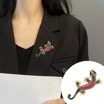 Брошь в форме ящерицы и геккона в стиле ретро — булавка с инкрустацией блестящими стразами, пряжка для шали из искусственного шелка, значок на платье, аксессуары для одежды разноцветный