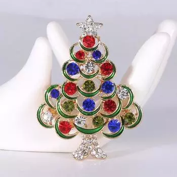 Брошь в форме рождественской елки Красочная брошь для длительного ношения на булавке