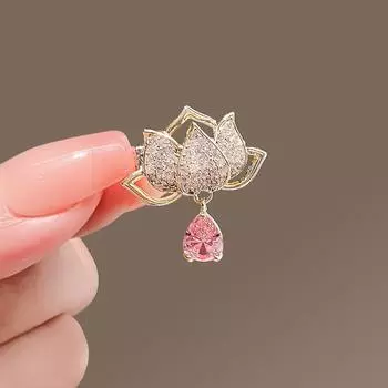 Брошь в китайском стиле «Водный лотос», женственная, маленькая, летняя брошь, антибликовая пряжка, фиксированная одежда, аксессуары
