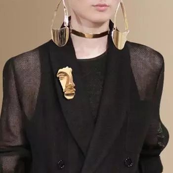 Брошь в пол-лица, металлический значок, аксессуар для костюма