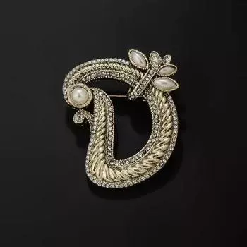 Брошь в стиле ретро с буквой D, брошь для женского корсажа, креативный дизайн, аксессуары для костюма