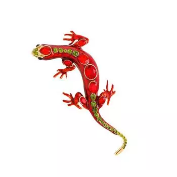 Брошь в стиле ретро со стразами из сплава в виде ящерицы-геккона, брошь со стразами в виде змеи с четырьмя когтями красный