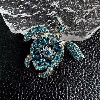 Брошь в виде черепахи со стразами, индивидуальная трендовая брошь-булавка, мультяшный высококачественный артефакт на талию, аксессуары для одежды