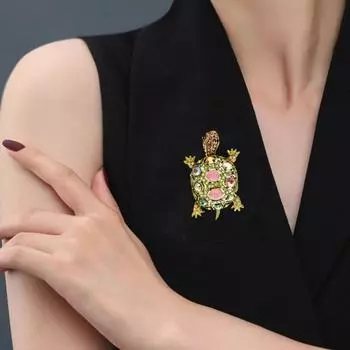 Брошь в виде черепахи со стразами, искусственный кристалл, красочная булавка в виде черепахи, брошь, аксессуары для одежды, булавки для лацканов, винтажные декоративные украшения с животными, подарок для девочки серебряный