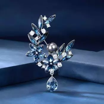 Брошь в виде цветка из кристаллов, роскошная женская брошь в виде жемчуга, дизайнерская булавка Sense, аксессуары для костюмов