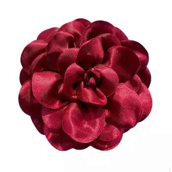 Брошь в виде цветка камелии для женщин, большая заколка для волос и булавка для лацкана, аксессуары для платья темно-красного