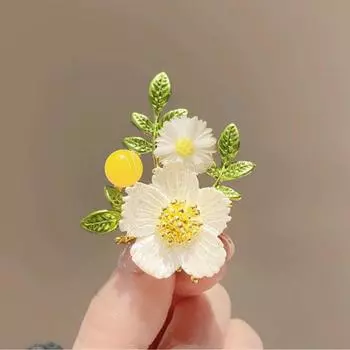 Брошь в виде цветка маргаритки в виде интернет-знаменитости, розовая, белая, зеленая, листовая, маргаритка, хризантема, женский корсаж для костюма