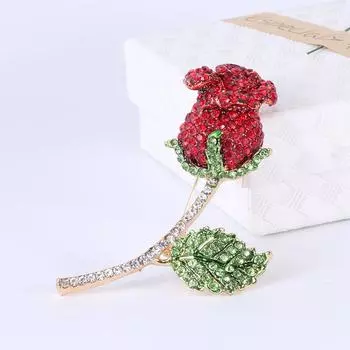 Брошь в виде цветка розы со стразами, модная брошь, темперамент, сто соответствующая брошь-булавка