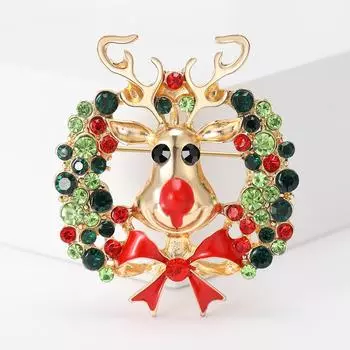 Брошь в виде цветного лося с бриллиантами, украшение из сплава, модная рождественская булавка разноцветный