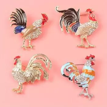 Брошь в виде цыпленка со знаком зодиака, мужская и женская натальная бижутерия, милая золотая брошь, брошь синий