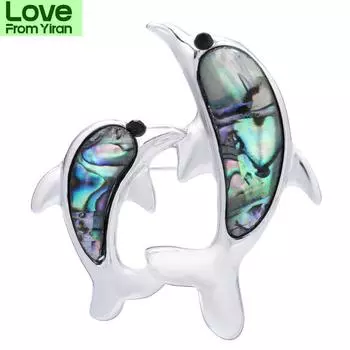 Брошь в виде дельфинов из ракушек для женщин, булавки для матери и сына, украшения в виде морских животных, броши в подарок