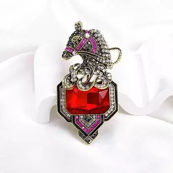 Брошь в виде головы лошади Винтажная квадратная хрустальная брошь в виде животного, булавка, аксессуары для одежды, бриллиантовая брошь