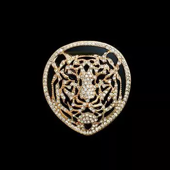 Брошь в виде головы тигра в стиле ретро, эксклюзивная женская брошь в виде животного со стразами, роскошные аксессуары