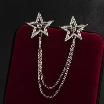 Брошь в виде хрустальной пентаграммы, модная цепочка с кисточками, значок на воротник рубашки, лацкан для мужчин и женщин, ювелирные изделия, подарки