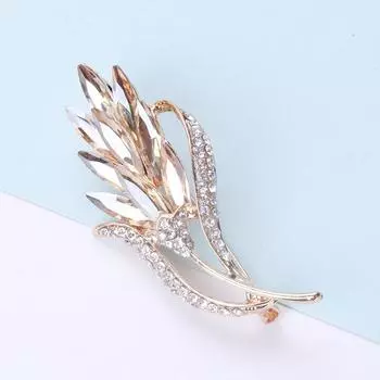 Брошь в виде хрустальной пшеницы, женская булавка для костюма, фиксированная мода, ретро, атмосферный корсаж, универсальные аксессуары