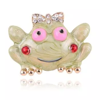Брошь в виде капли масла в виде лягушки, брошь с гальваническим покрытием, сохраняющая цвет капли масла, брошь из сплава и бриллиантов для костюмов, булавка для одежды розовый