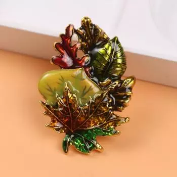 Брошь в виде кленового листа, расписанная маслом, эмалевая булавка, именная брошь в виде растения, аксессуары в стиле ретро для одежды