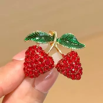 Брошь в виде клубники, инкрустированная бриллиантами, женская брошь высшего качества, булавка-антиблик, аксессуары высшего качества, аксессуары для одежды