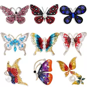 Брошь в виде коллекции насекомых, винтажная брошь в виде бабочки, брошь с росписью в виде капли масла, жемчуг, стразы, аксессуары для одежды