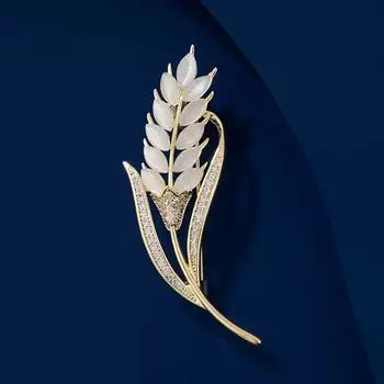 Брошь в виде колоса пшеницы, женская, высококачественная, изысканная, пальто, свитер, булавка, аксессуары 2023 года, модный темперамент, украшение для корсажа