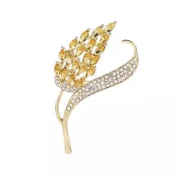 Брошь в виде колоса пшеницы золотого цвета, инкрустированная цирконием, высококачественный корсаж, модные костюмы, большие булавки, темпераментное сочетание
