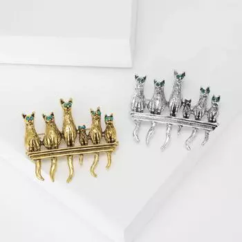 Брошь в виде кошки из сплава в стиле ретро, 6 брошей в виде кошки, универсальные аксессуары для одежды, брошь-булавка