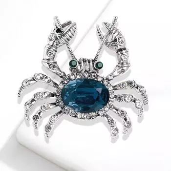 Брошь в виде краба в виде животного, металлический значок со стразами и кристаллами, кардиган, свитер, лацкан, роскошные украшения для женщин, аксессуары
