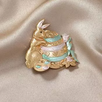 Брошь в виде кролика со знаком зодиака Mute Gold Retro Animal Pin Cute Schoolgirl Bag Buckle Accessories