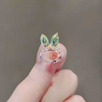 Брошь в виде кролика, женская, японская, антибликовая, хрустальная, воротниковая булавка, милая брошь