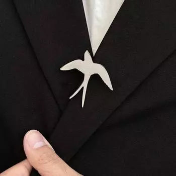 Брошь в виде ласточки, серебряный значок в виде животного, простая брошь в виде ласточкиного хвоста, подарок Silver-A