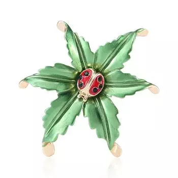 Брошь в виде листа божьей коровки из эмали, булавка ручной работы для капель масла, модные и универсальные аксессуары зелёный