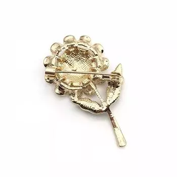 Брошь в виде листа подсолнечника со стразами для женщин, модные украшения, броши в виде растений, подарок