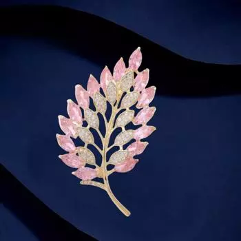 Брошь в виде листа, тяжелая промышленность, куртка-чеонгсам, брошь в виде ретро-алмазного листа, высококачественные аксессуары для защиты от света Electroplated real gold золотой