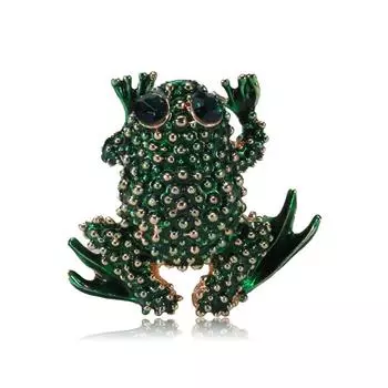 Брошь в виде лягушки-животного, зеленая посеребренная брошь в виде лягушки, универсальная мужская и женская брошь-булавка, аксессуары