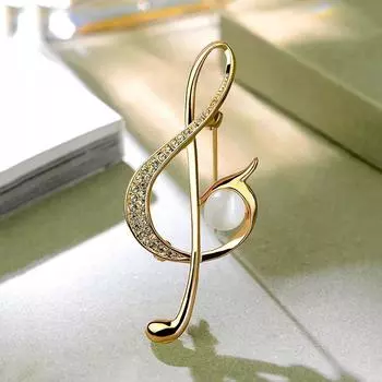 Брошь в виде музыкальной ноты, изысканный женский корсаж, модная одежда, булавка для костюма, аксессуары