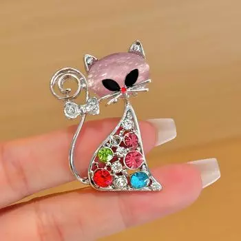 Брошь в виде опала с животным порошком, персонализированная, креативная, в виде котенка, корсаж, аксессуары для костюма, булавка для воротника, прямая