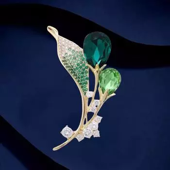 Брошь в виде орхидеи в национальном стиле с цирконием, имитация кристалла, простой цветок, булавка для одежды, элегантный темперамент, аксессуары для одежды Electroplated real gold синий