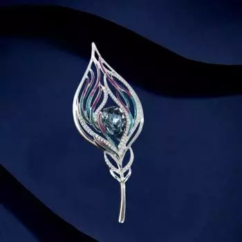 Брошь в виде павлиньего пера женская, премиум-класса, изящная брошь в виде пера, аксессуары для одежды класса люкс Electroplated real gold серебряный