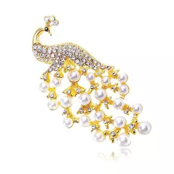 Брошь в виде павлина в виде животного, модная ретро-этническая брошь с бриллиантами в виде ветра и воды с аксессуарами золотой