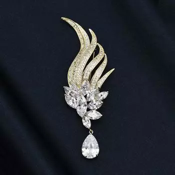 Брошь в виде пера «Слезы ангела», женская изящная брошь высокого класса, брошь в виде нишевого дизайна, булавка для пиджака