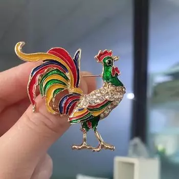 Брошь в виде петуха, расписанная каплями масла, модная женская одежда, аксессуар в виде корсажа из серии «Животные»