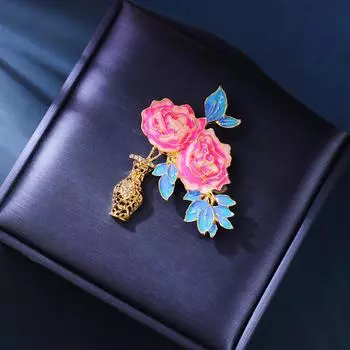 Брошь в виде пиона, эмалированная, высокого класса, женская, индивидуальность, темперамент, корсаж, ханьфу, чонсам, изысканные ювелирные изделия