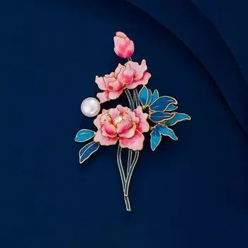 Брошь в виде пиона национального цвета, высококачественная женская, в китайском стиле, с эмалью, на корсаже, с символом удачи и благоприятным цветком, классические аксессуары