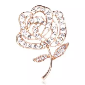 Брошь в виде полой розы, модная брошь из сплава и страз, простая одежда, аксессуары серебряный