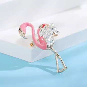 Брошь в виде птицы, инкрустация блестящими стразами, изысканная булавка, элегантное украшение для шарфа, розовый цвет, животное