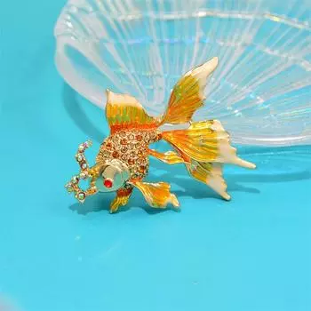 Брошь в виде пузыря с капающим маслом и стразами в виде цветной рыбки, креативная, милая, для женской рубашки или пальто, аксессуар в виде животного красный