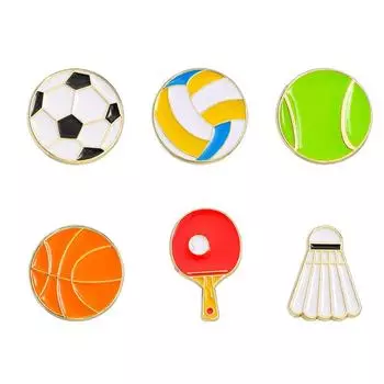 Брошь в виде ракетки для пинг-понга, индивидуальный универсальный футбольный, баскетбольный металлический значок, украшение для школьной сумки